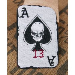 Naszywka  Karta As Pik Czaszka Naszywka Haftowana Patch Stripe