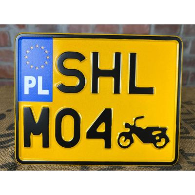 Tablica Rejestracyjna SHL M04 Żółta Zabytek Motocyklowa