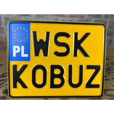 Tablica Rejestracyjna WSK KOBUZ Żółta Zabytek Motocyklowa