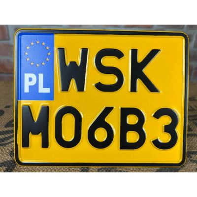 Tablica Rejestracyjna WSK M06B3 Żółta Zabytek Motocyklowa