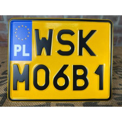 Tablica Rejestracyjna WSK M06B1 Żółta Zabytek Motocyklowa