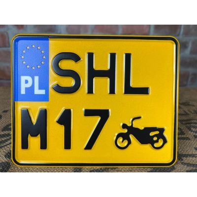 Tablica Rejestracyjna SHL M17 Żółta Zabytek Motocyklowa Gazela