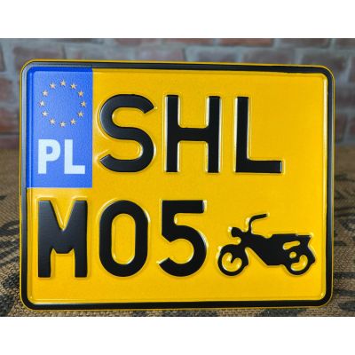 Tablica Rejestracyjna SHL M05 Żółta Zabytek Motocyklowa