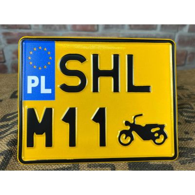 Tablica Rejestracyjna SHL M11 Żółta Zabytek Motocyklowa