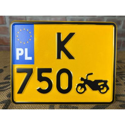 Tablica Rejestracyjna K750 Żółta Zabytek Motocyklowa Rusek