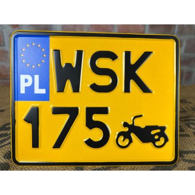 Tablica Rejestracyjna WSK 175 Żółta Zabytek Motocyklowa