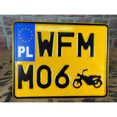 Tablica Rejestracyjna WFM M06 Żółta Zabytek Motocyklowa