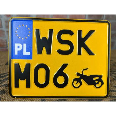 Tablica Rejestracyjna WSK M06 Żółta Zabytek Motocyklowa