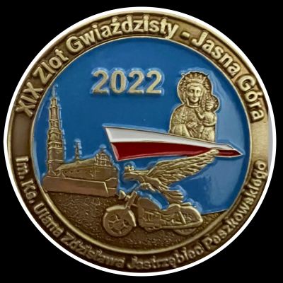 Częstochowa 2022 Motocyklowy Zlot Gwiaździsty Jasna Góra Blacha Znaczek Wpinka