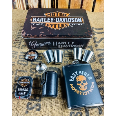 Duży Prezent Harley Davidson Dla Taty- Męża-Dziadka - Chłopaka Piersiówka Puszka Magnes  HD