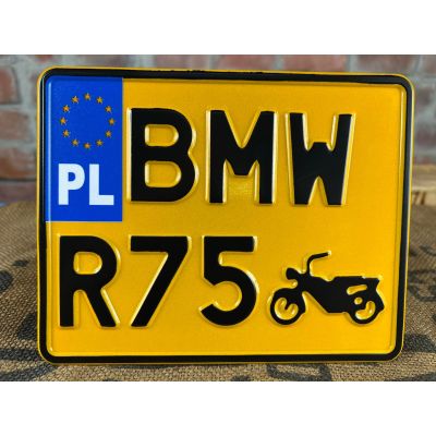 BMW R75 Tablica Rejestracyjna Żółta Zabytek Motocyklowa