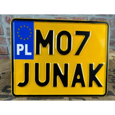 Junak M07 Tablica Rejestracyjna Żółta Zabytek Motocyklowa