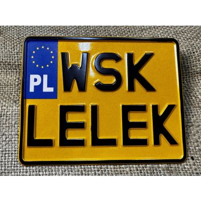 Tablica Rejestracyjna WSK LELEK Żółta Zabytek Motocyklowa