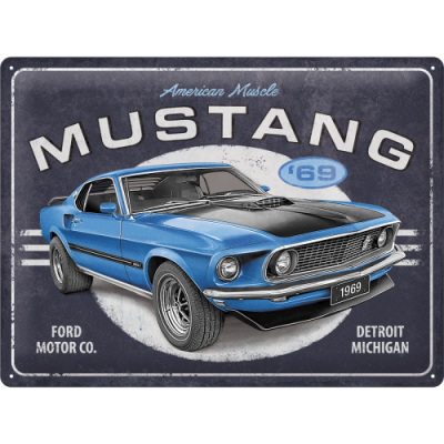 Ford Mustang Niebieski Szyld Tablica 30x40cm Reklama USA