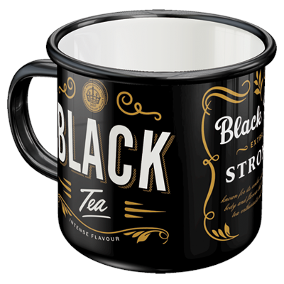 Black Tea Kubek Retro Emaliowany Herbata