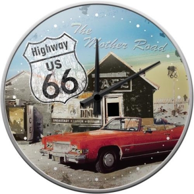 Route 66 USA Zegar Ścienny na Prezent Cadillac The Mother Route