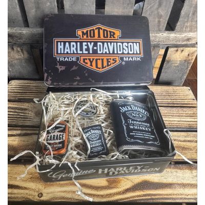 Duży Prezent Harley Davidson Dla Taty- Męża-Dziadka - Chłopaka Piersiówka Puszka Magnes  HD