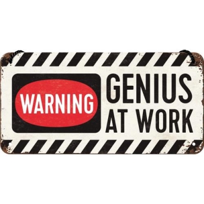 Genius at Work Zawieszka na Drzwi - Tablica Szyld Warning