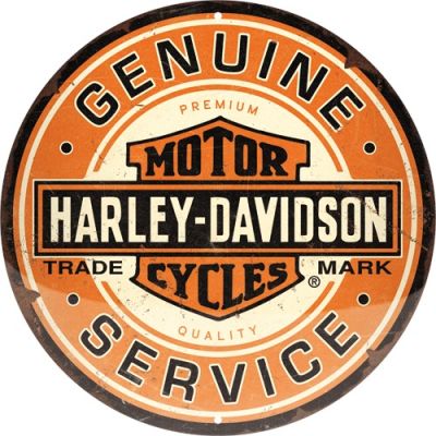 Harley Davidson Genuine SERVICE Okrągły Tłoczony Szyld Plakat Reklama 35cm