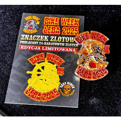 Złota LIMITOWANA Wpinka Blacha Znaczek Bike Week Łeba 2025