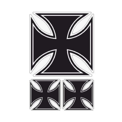 Krzyż Żelazny Czarny Naklejka  Zestaw Maltański