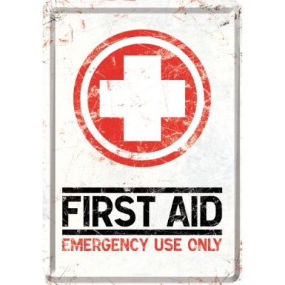 Pierwsza Pomoc Metalowa Pocztówka Szyld First Aid