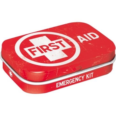 First AID Miętówki Pudełko Metalowe Pierwsza Pomoc Tabletki