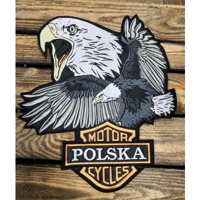 Orzeł Orły Polska Motor Szare Skrzydła duża naszywka na plecy