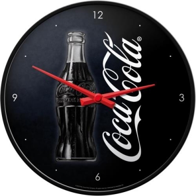 Coca Cola Czarny Zegar Ścienny na Prezent Butelka