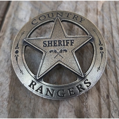 Gwiazda Szeryfa Sheriff Rangers Country Western Star Znaczek Odznaka Mosiężna Wypukła