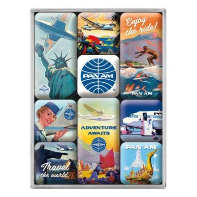 Pan Am New York Zestaw Magnesów na Lodówkę Logo Retro
