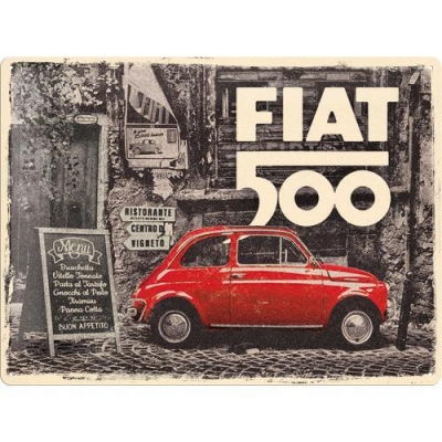 Fiat 500 Retro Szyld Tablica 30x40cm  Reklama
