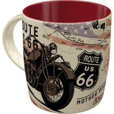 Route 66 USA Motocykl Kubek Retro Ceramiczny Indian