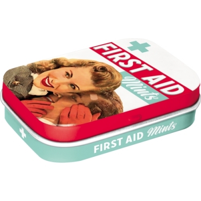Pierwsza Pomoc First Aid Mietówki Pudełko Metalowe