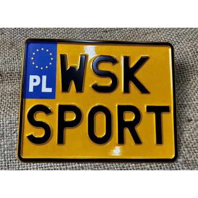 Tablica Rejestracyjna WSK SPORT Żółta Zabytek Motocyklowa