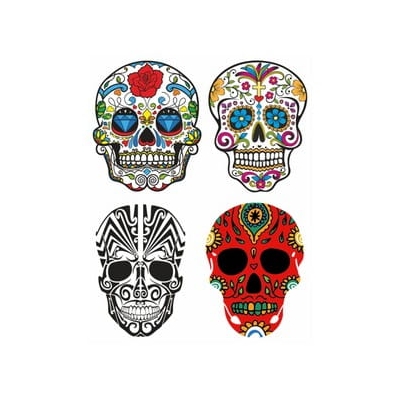 Czaszka Meksykańska Zestaw 4 Naklejek Naklejka Skull