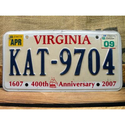 Virginia Tablica Rejestracyjna USA Szyld Rejestracja KAT-9704