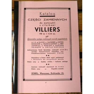 Katalog Części Zamiennych Do Motocykli z Silnikami Villers 98 cc i 125 cc