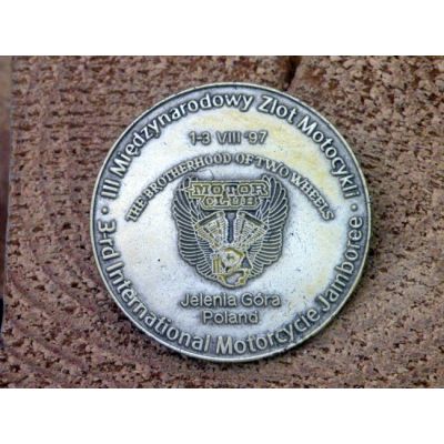 III Międzynarodowy Zlot Motocykli 1-3 VIII '97 Jelenia Góra Znaczek Zlotowy Blacha Wpinka