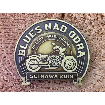 Blues Nad Odrą VII Zlot Motocyklowy Ścinawa 2018 Znaczek Zlotowy Blacha Wpinka