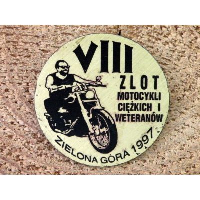 VIII Zlot Motocykli Ciężkich i Weteranów Zielona Góra 1997 Znaczek Zlotowy Blacha Wpinka