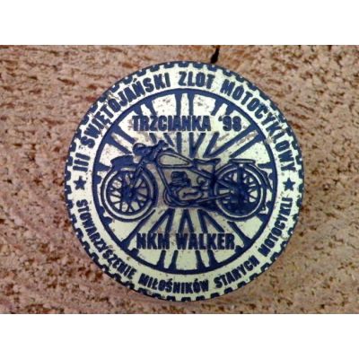 III Świętojański Zlot Motocyklowy Trzcianka '98 NKM Walker Znaczek Zlotowy Blacha Wpinka