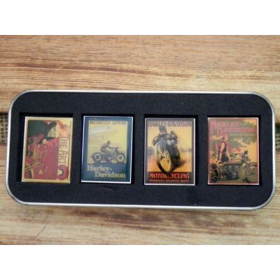 Harley-Davidson Puszka Zestaw Cztery Sztuki Blacha Znaczek Wpinka