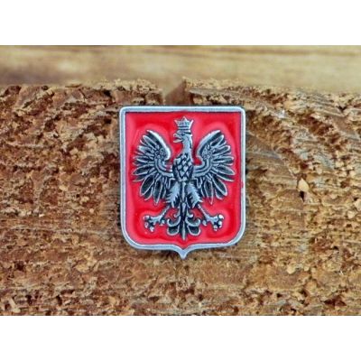 Orzeł W Koronie Godło Polska Czerwone Tło Znaczek Wpinka Blacha Pin