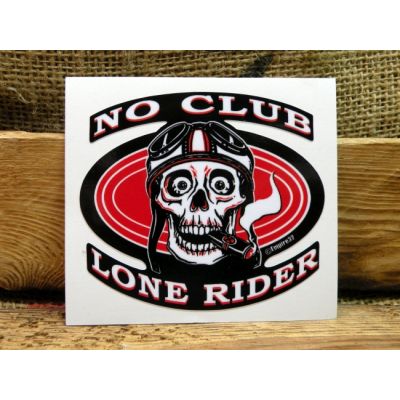 No Club Lone Rider Czacha Czaszka Pilotka Cygaro Naklejka Motocykl