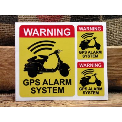 Warning GPS Alarm System Skuter Zestaw 3 Sztuki Naklejka Motocykl