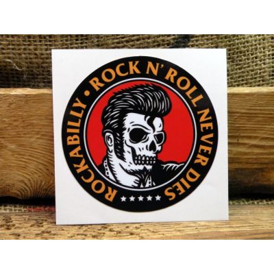 Rockabilly Rock N' Roll Never Dies Czaszka Elvis Naklejka Motocykl