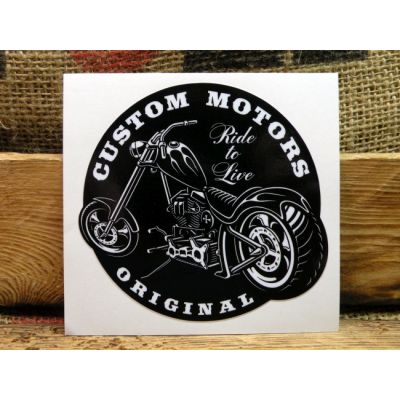 Custom Motors Original Ride To Live Chopper Naklejka Motocykl