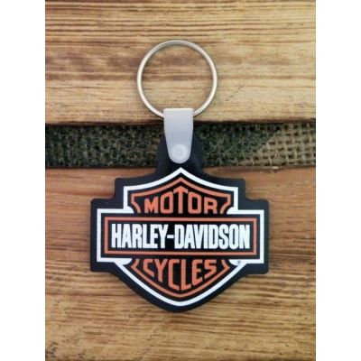 Harley-Davidson Logo Pomarańczowe Biała Ramka Duży Oryginalny Brelok USA