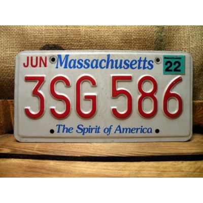 Massachusetts The Spirit Of America Tablica Rejestracyjna USA 3SG 586